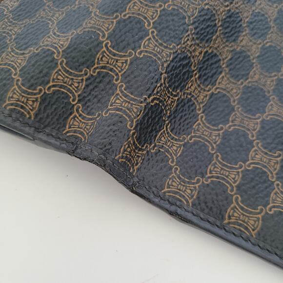 Celine Macadam Vintage Wallet Purse Leather Black Bifold ID Medium Compact Logo - Picture 8 of 13